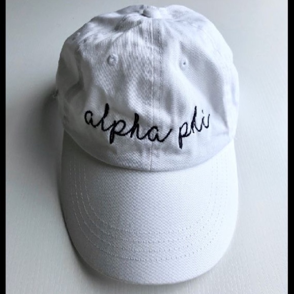 White Alpha Phi Baseball Hat